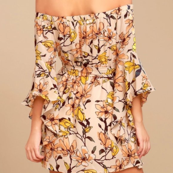 Lulu's off the shoulder Floral Dress (NWT) - Picture 3 of 6